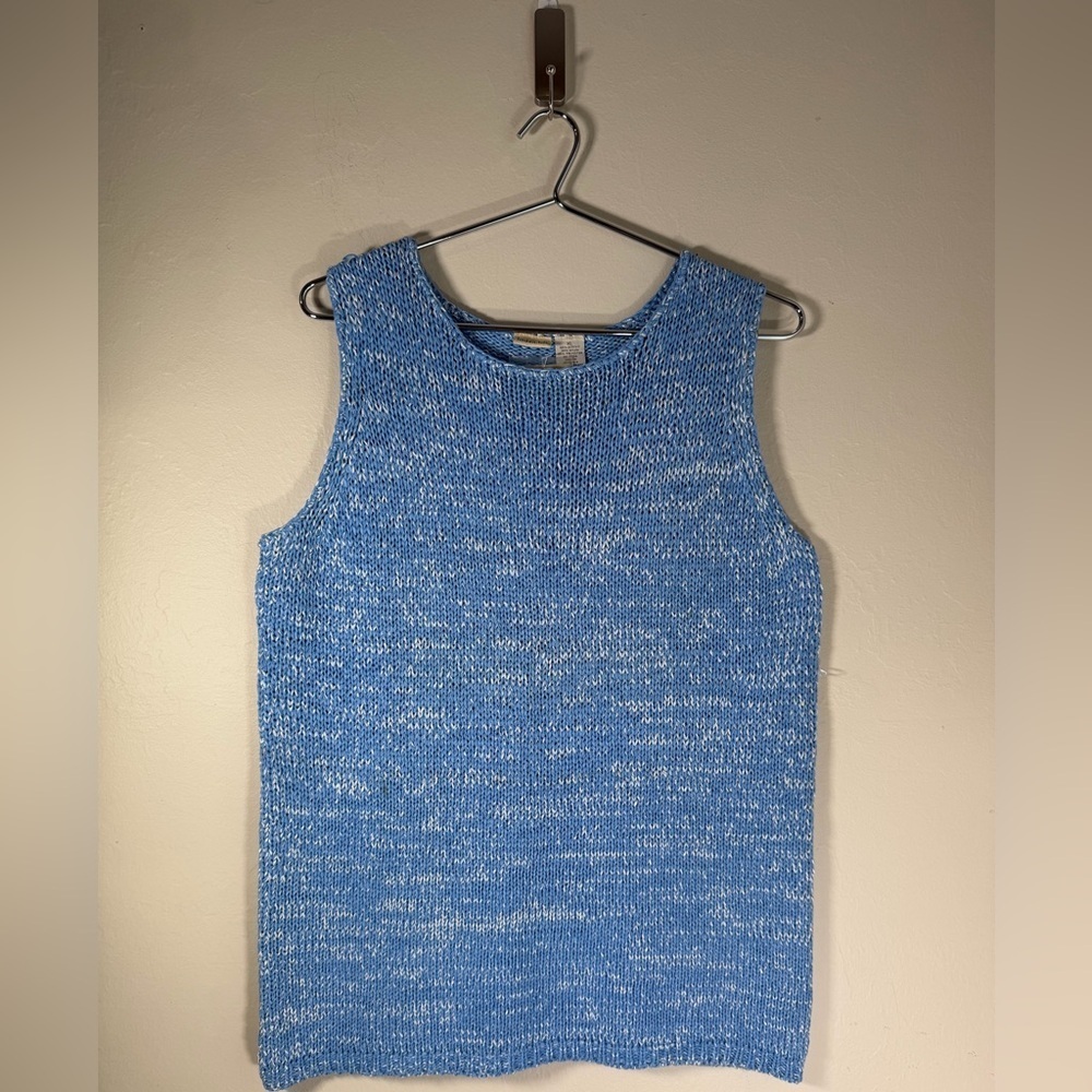 Linden Blue Knit Crop Tank Top